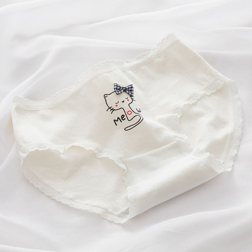 Quần lót nữ  Cotton ren viền Cao Cấp kháng khuẩn xuất nhật, họa tiết đẹp và dễ thương L0133