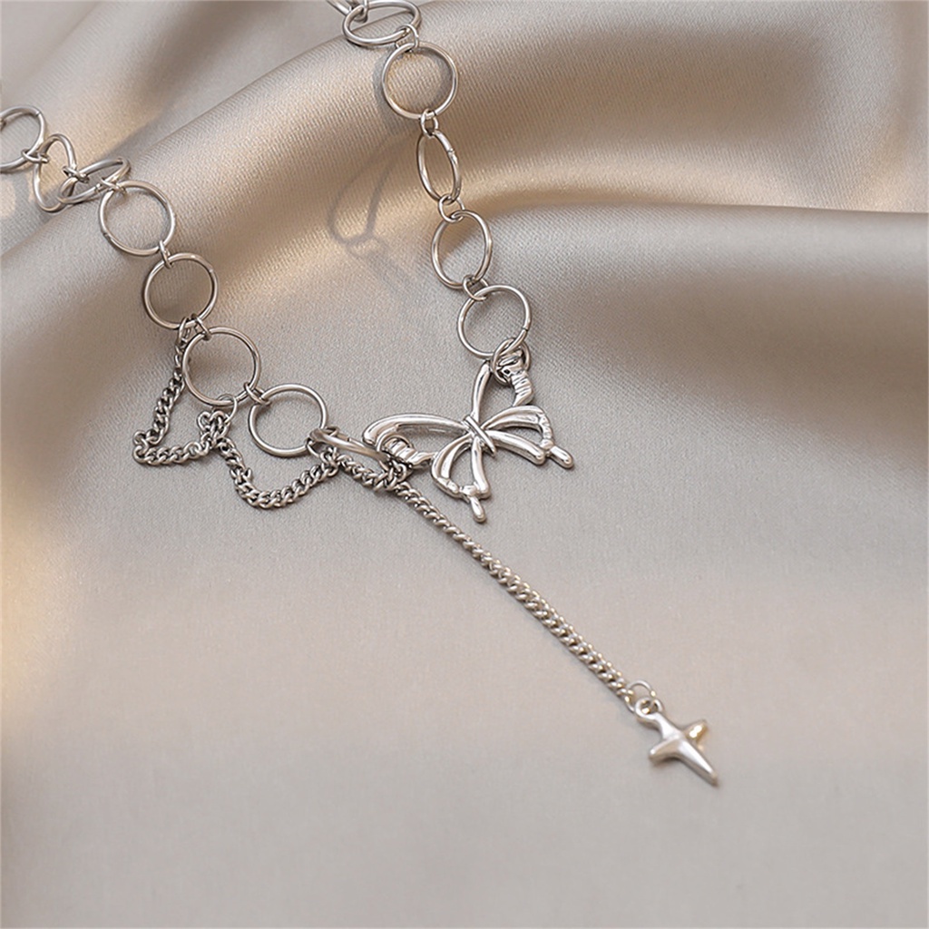 Ở stcok| Vòng cổ Hợp Kim Mặt Hình Bướm Đính Đá Sang Trọng Cho Nữ