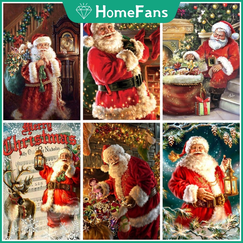 Bộ Tranh Đính Đá 5D Họa Tiết Ông Già Noel Độc Đáo DIY Dùng Trang Trí