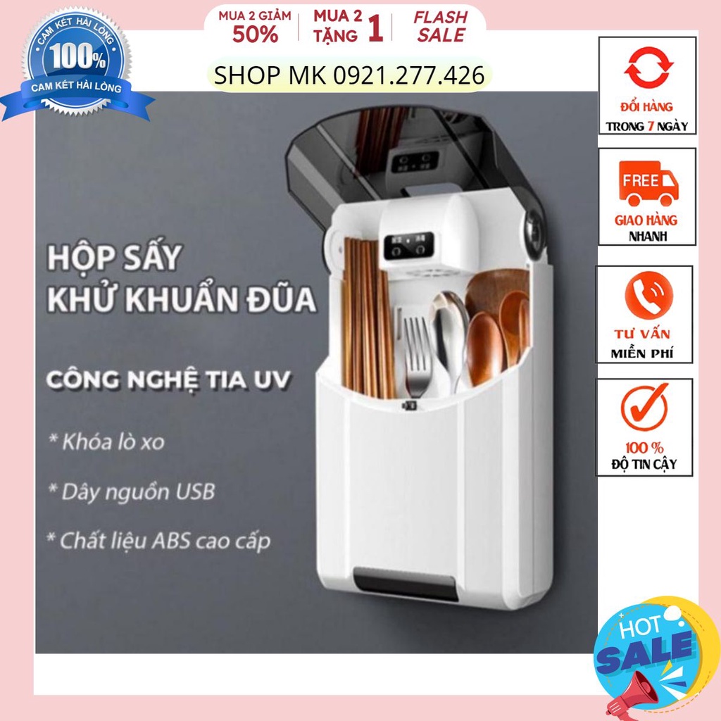 Máy sấy khô và tiệt trùng đũa thìa gia đình chống ẩm mốc có khay hứng nước bên dưới thông minh chất liệu nhựa cao cấp