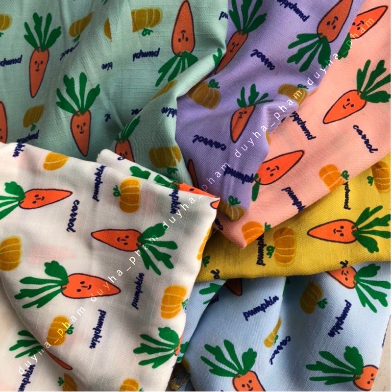 🥕VẢI TƠ PHÁP HOẠ TIẾT CÀ RỐT XINH XINH🥕