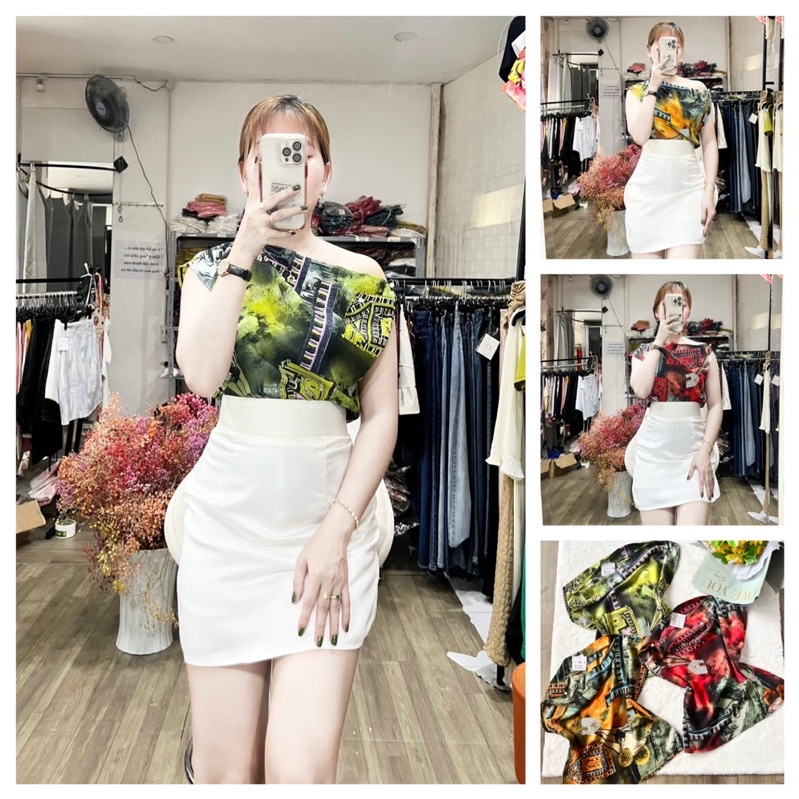 Hình thật - Áo lụa hoạ tiết cổ thuyền ⚡ FREESHIP ⚡ áo thiết kế nhiều màu nhiều size chất siêu mát, mịn, ko nhăn