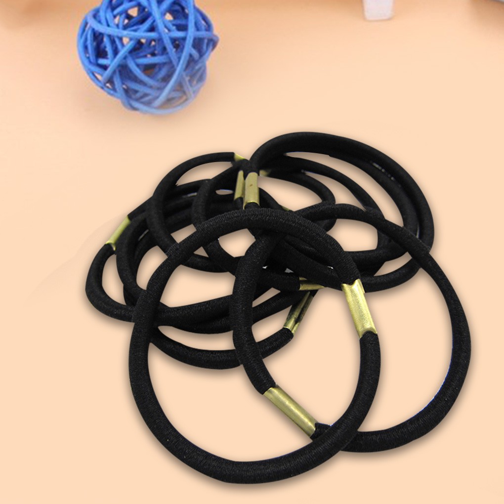 Set 10 Dây Cột Tóc Co Giãn Màu Đen