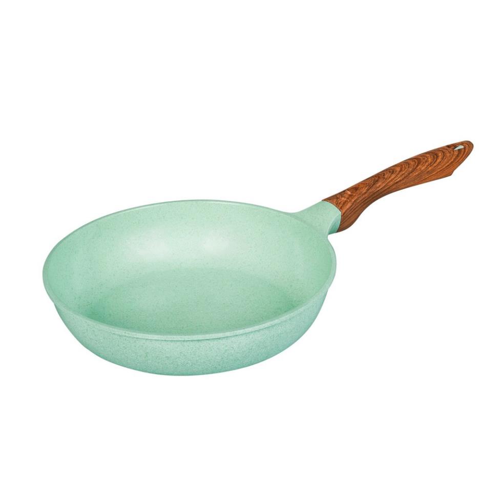 CHẢO ĐÚC MEN ĐÃ xanh ngọc greencook 20/24/26/28cm (ĐÁY TỪ)