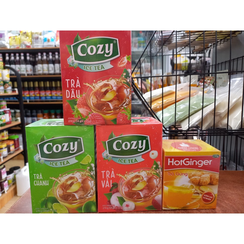 Trà Cozy Hòa Tan - Các Vị Đào, Dâu, Chanh, Vải, Gừng - 270g ( 18 gói *15g )