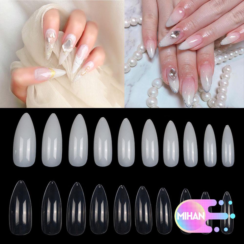 [Hàng mới về] Set 100 móng tay giả 3 màu bao phủ toàn bộ móng tay làm từ acrylic trang trí thủ công chuyên nghiệp