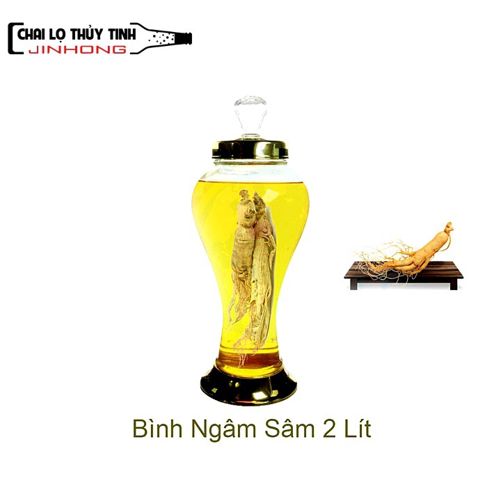 Bình Ngâm Rượu Sâm Thủy Tinh 2 Lít