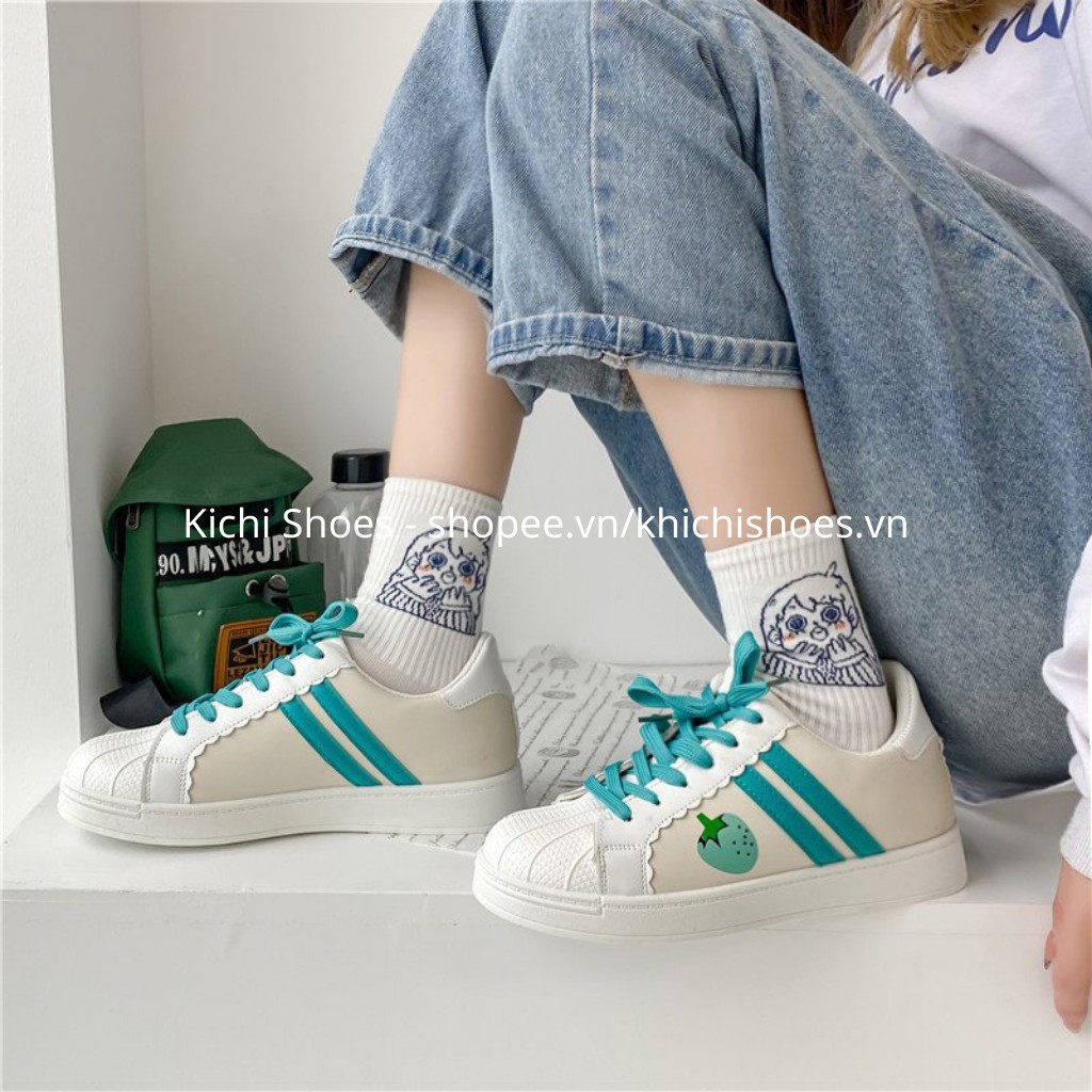 Giày thể thao nữ quả dâu tây màu hồng/màu xanh dễ phối đồ phong cách Hàn Quốc mã 3033 - Kichi Shoes