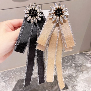 Korean style bow tie women's rhinestone Chanel style bow tie women's socialite bow tie decorative college style bow pin