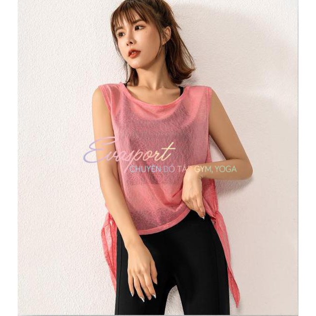 Áo TankTop Tập Gym, Yoga, Aerobic Nữ Eva Sport Vải Lưới Mỏng Nh Co Giãn Tốt, Mặc Ôm Dáng, Thoáng Mát , Giặt Nhanh Khô