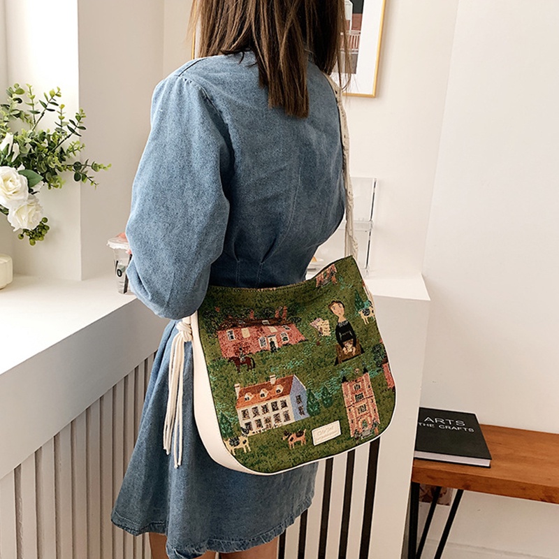 Túi Đeo Vai Vải canvas In Họa Tiết Thời Trang Cho Nữ