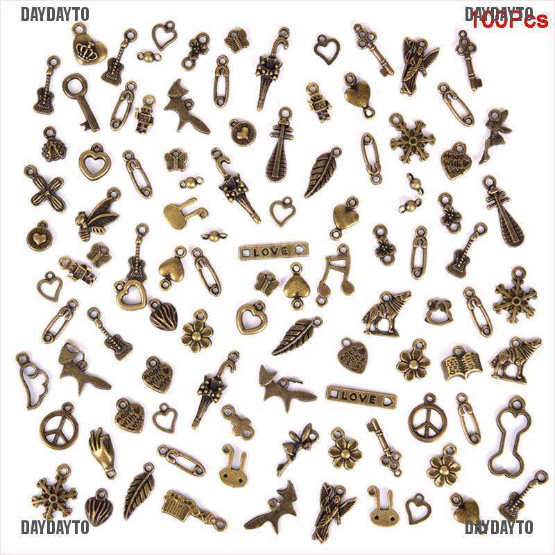 Set 100 / 50 Mặt Dây Chuyền Phong Cách Cổ Điển Dùng Làm Trang Sức DIY