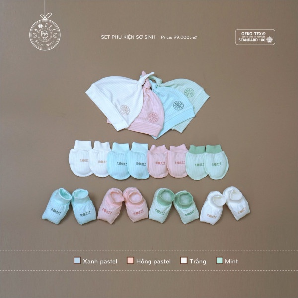 Set phụ kiện 3 món gồm Mũ, Bao Tay, Bao Chân Modal HRNEE