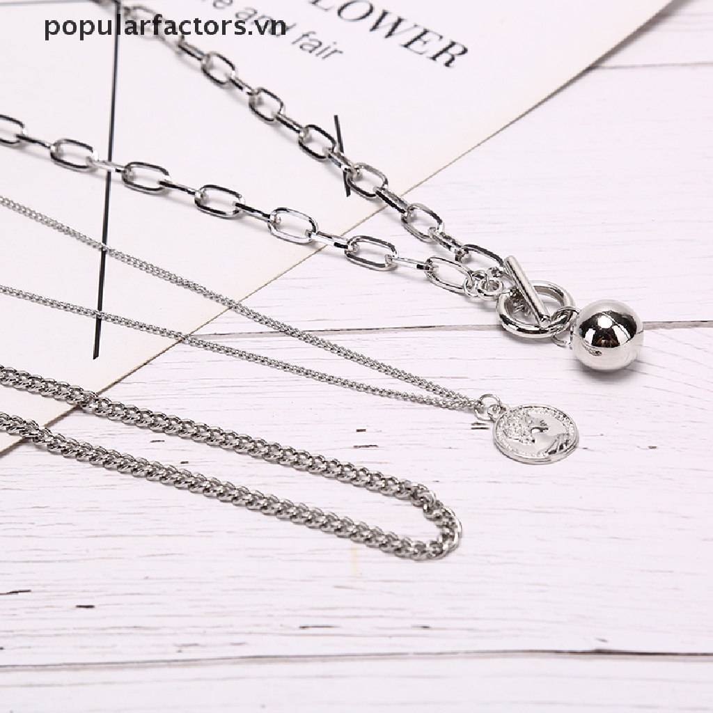 Vòng cổ Nhiều Lớp Mặt Đồng Xu Thời Trang Cá Tính