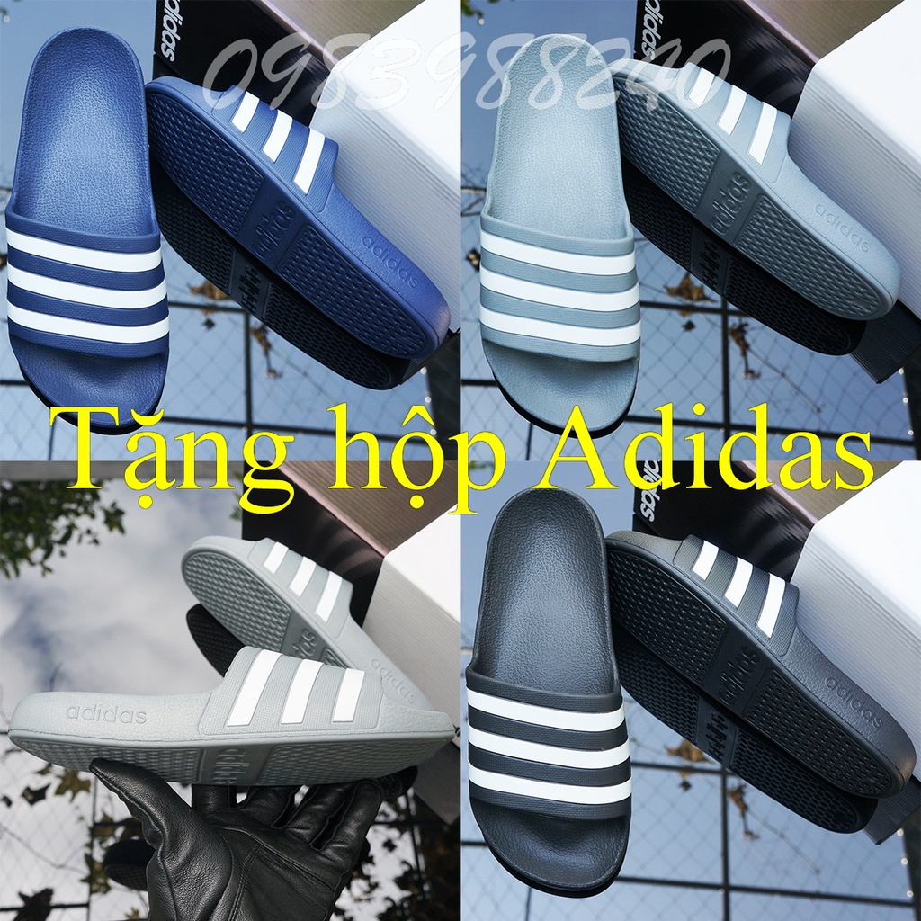 Dép đúc Adidas das ba sọc FREE SHIP + hộp hãng + VNXK tem tag hàng loại 1.1 đế mềm quai ngang nam nữ. BH Slippers