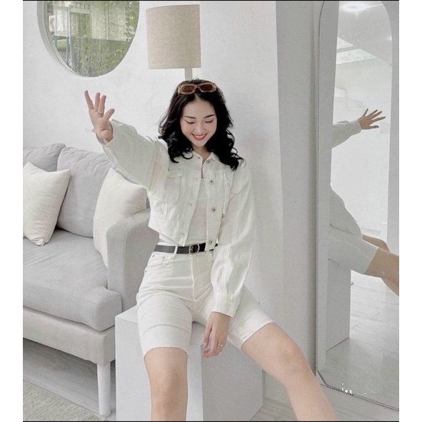 Quần ngố trắng jeans co giãn ôm dáng QJ103