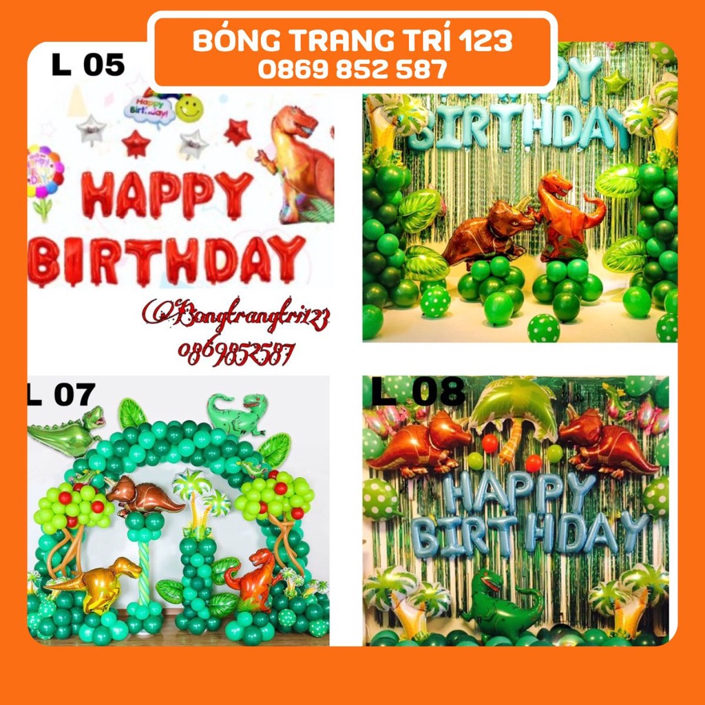 (QUÀ TẶNG) Set Bóng Sinh Nhật Chủ Đề Khủng Long (3)