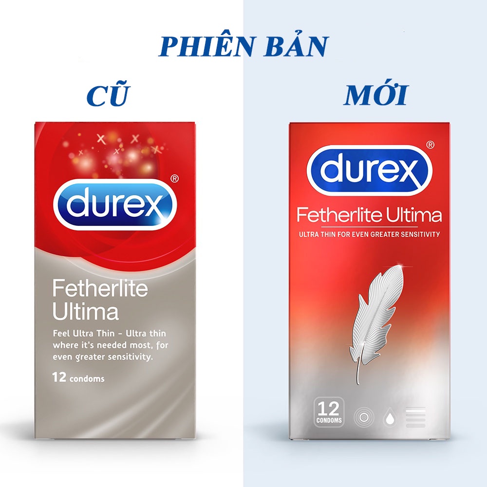 (Hàng Chính Hãng)Hộp 12 Bao Cao Su Durex Fetherlite Ultima Siêu Cực Mỏng Dẫn Nhiệt, Cảm Xúc Thăng Hoa