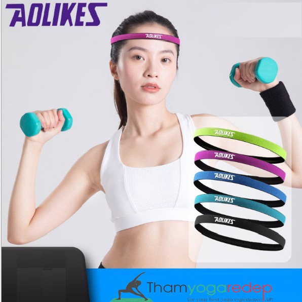 Băng đô thể thao, Băng đô trán Headband Aolikes Chính Hãng bản nhỏ (thấm hút mồ hôi chống trượt tiện lợi)