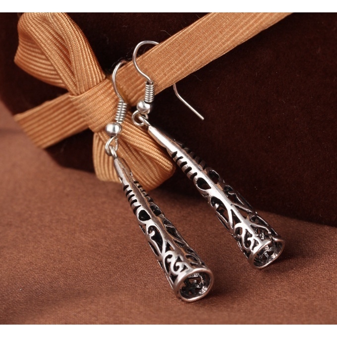 Chic Long Hollow Vintage Silver Tassel Drop Earring Bohemia Fashion Women Pendant Dangle Earrings