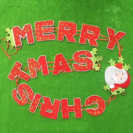 Bộ dây chữ nhung cỡ lớn Merry Christmas trang trí giáng sinh dài 4m, 5m