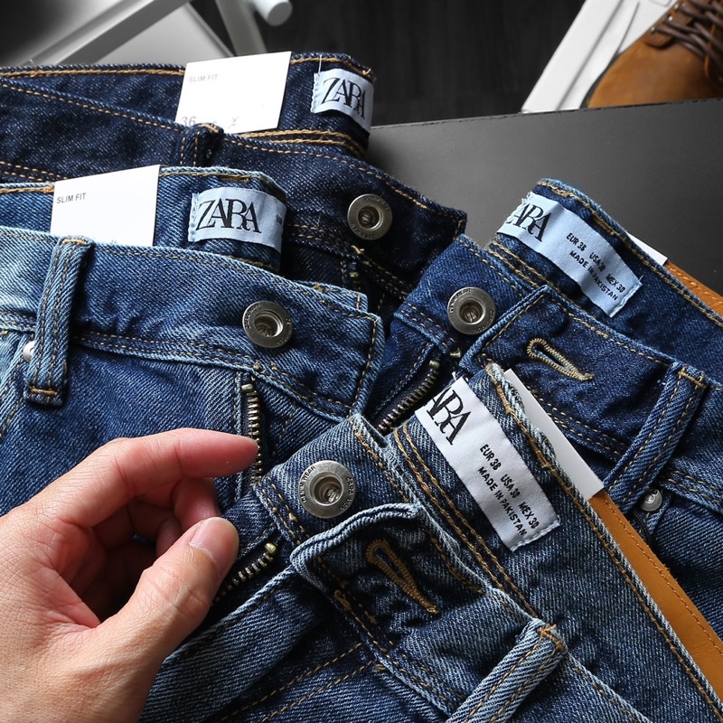 Quần Jean Nam VNXK xanh nhạt dáng ôm (Form Slimfit,chất vải co dãn,ống quần 15-18cm)