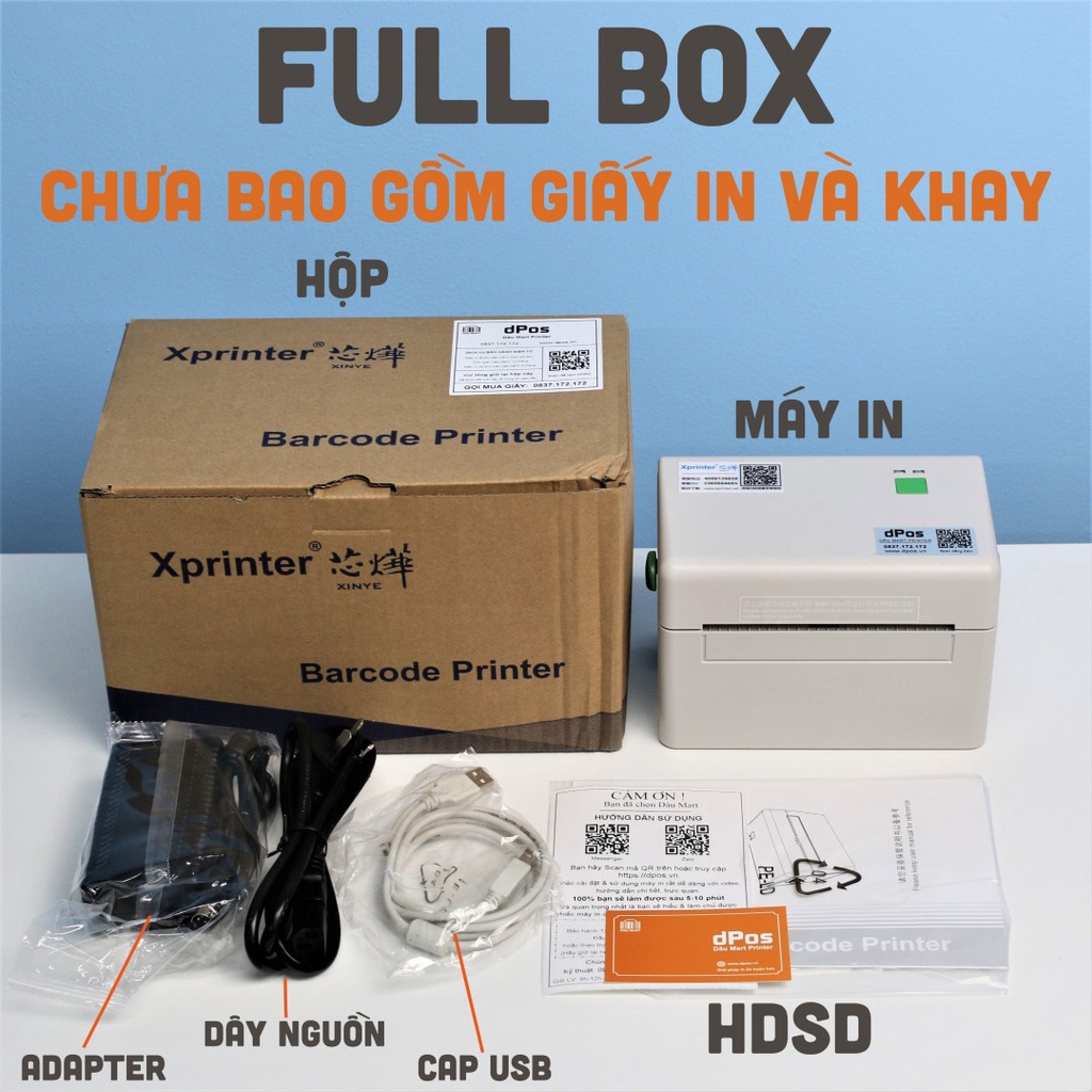 Máy in đơn hàng TMĐT A6 dPos DL02 DT108B &amp; RP421 in tem vận chuyển shopee và các web vận chuyển GHTK GHN VNP, in Minicod