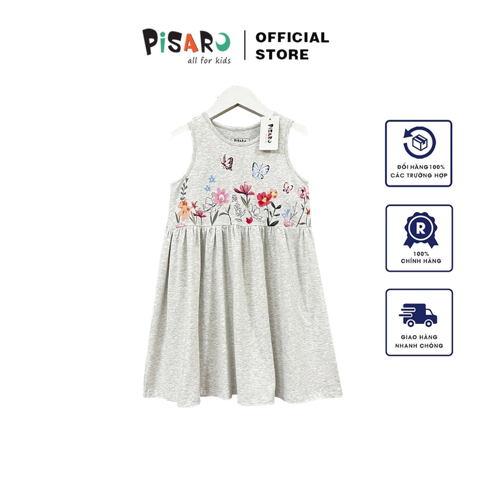 Váy babydoll sát nách PISARO KIDS cho bé vải cotton mềm mịn, váy đầm bé gái dễ thương