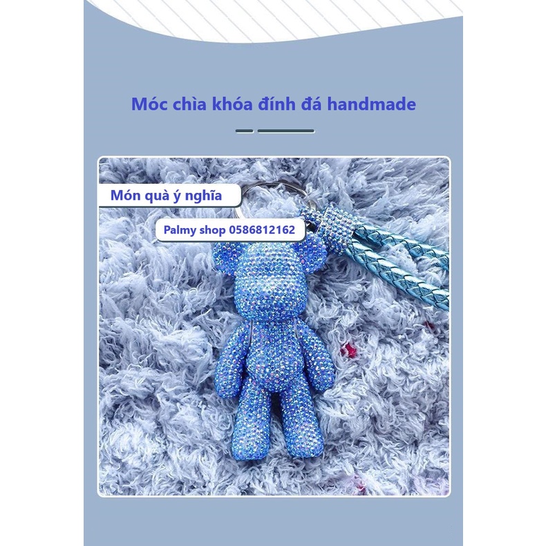 Móc chìa khóa gấu đính đá handmade - xinh xắn, sang trọng