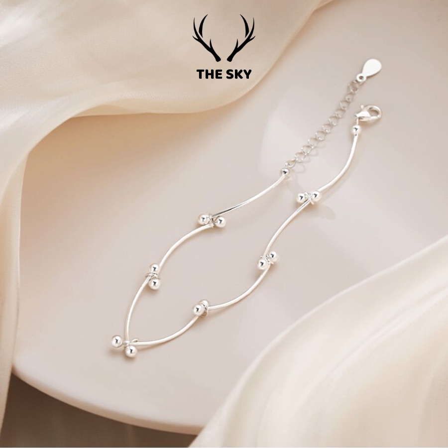 Vòng Tay Nữ THE SKY VT1026 Thanh Bạc Nối Cách Điệu, Lắc Tay Bạc Phụ Kiện Trang Sức Đẹp