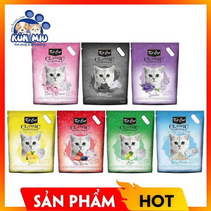 Cát thủy tinh cho mèo KitCat Màu xanh dương - Cát vệ sinh Kitcat hương phấn trẻ em