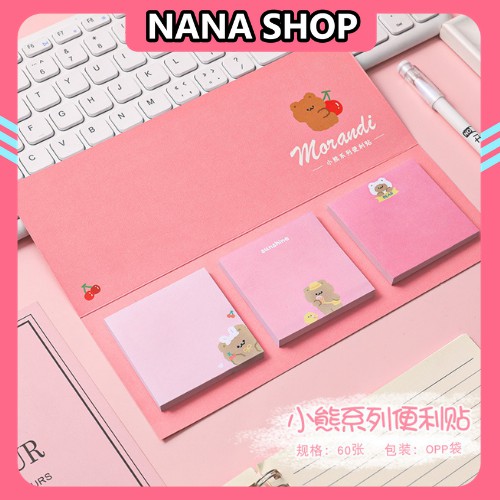 Bộ Giấy Note 60 Tờ🍓SIÊU HOT🍓 Set 3 Tập Giấy Note Ghi Chú Họa Tiết Dễ Thương