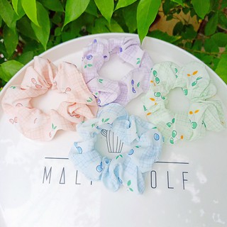 Buộc tóc Scrunchies hoạ tiết Cherry