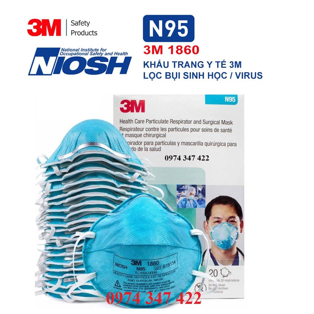 KHẨU TRANG LỌC VIRUT CÚM 3M 1860 N95