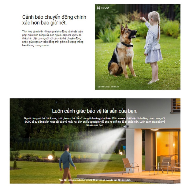 Camera IP ngoài trời Dùng Pin EZVIZ CS-BC1C kèm pin mặt trời CS-CMT-Solar- BH 24 tháng