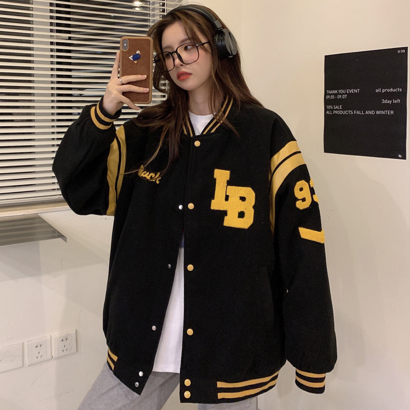 Áo bomber nữ form rộng Áo khoác bomber nữ form rộng nỉ  kiểu bóng chày unisex hàn quốc ulzzang học sinh sinh viên un | BigBuy360 - bigbuy360.vn