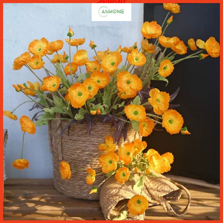 Hoa giả, cành hoa cúc marigold 60cm siêu đẹp trang trí nhà cửa Anhome