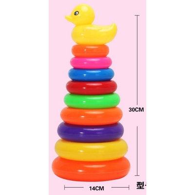 Đồ Chơi Tháp Xếp Chồng Vòng Tròn Vịt, Bộ Xếp Hình Tháp Tròn, Đồ Chơi Phát Triển Não Cho Bé