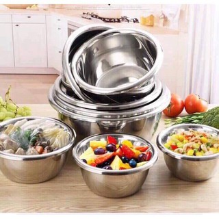 Bộ Thau Rổ Inox Không Gỉ 5 Món Tiện Dụng, Dày Dặn