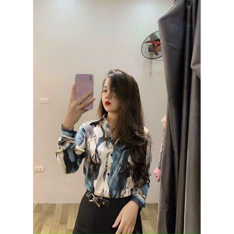 Áo sơ mi nữ dáng suông, Áo nữ Thiết Kế chất lụa hàn mềm mịn Xưởng May Trinh Kiều | BigBuy360 - bigbuy360.vn