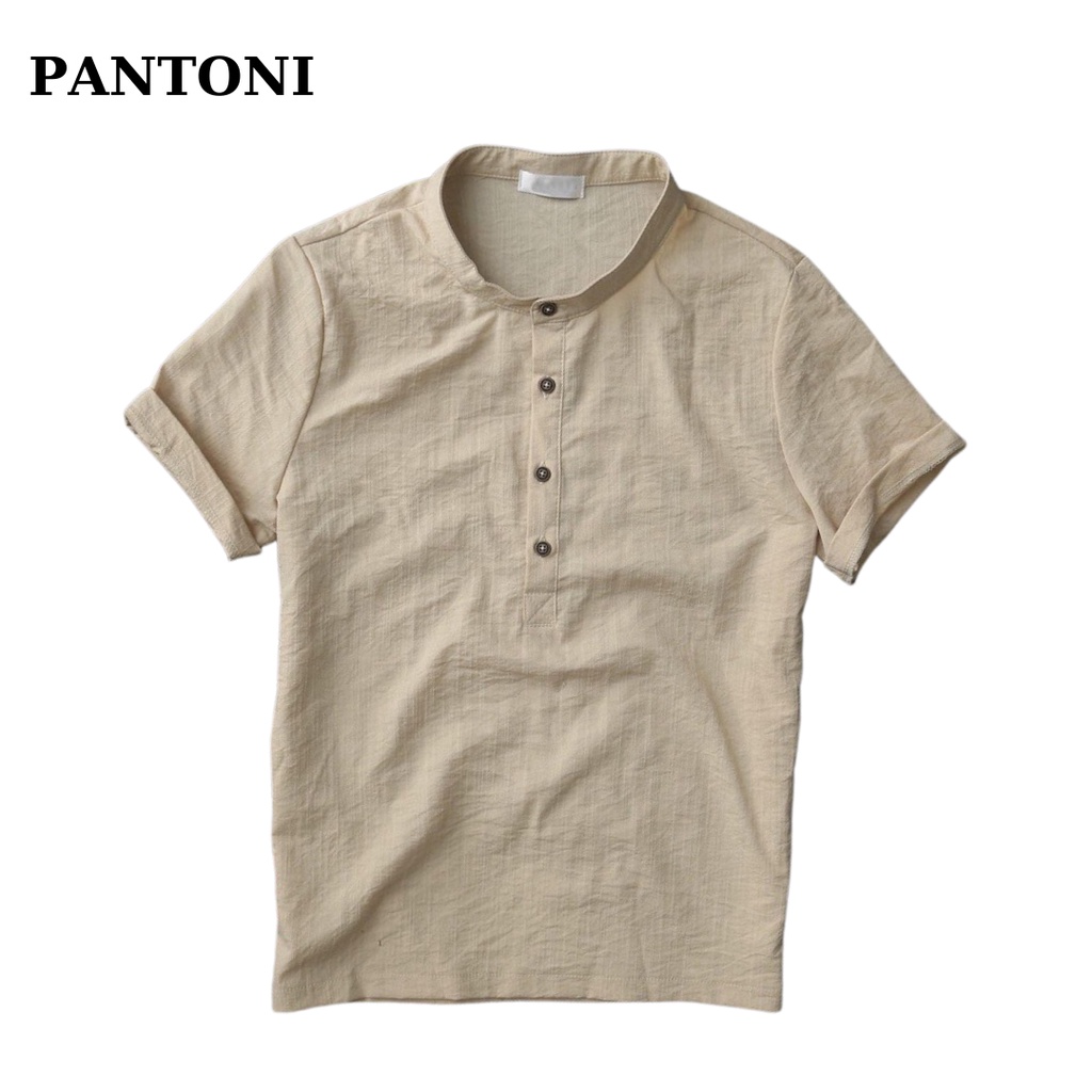 Áo đũi nam côc tay pantoni, Áo sơ mi đũi nam ngắn tay cổ tàu 4 khuy cao cấp (AD79)