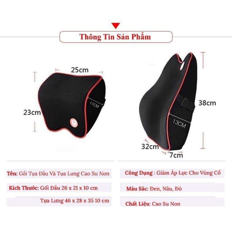 Bộ Gối Cao Su Non - Tựa Đầu Tựa Lưng Ô Tô - Chống mỏi lưng mỏi cổ tạo thoải mái an toàn khi lái xe