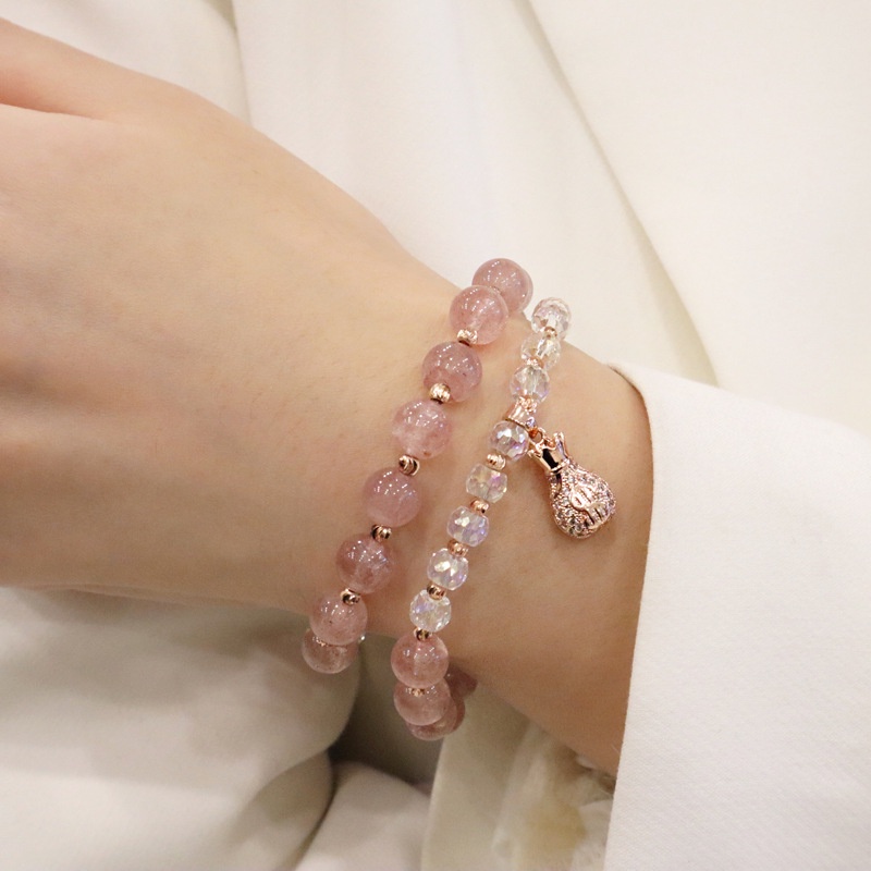 [Hàng Mới] Vòng Đeo Tay Dây Đôi Đính Hạt Pha Lê Kèm Túi Đựng Tiền Xu