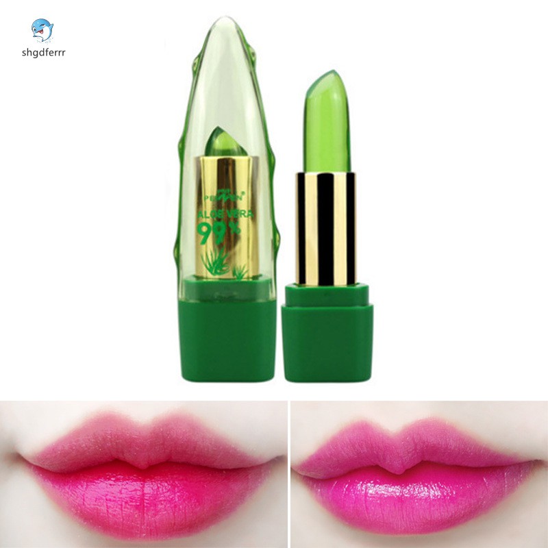 #Sản phẩm trang điểm# Natural Aloe Gel Jelly Lipstick Temperature Changed Waterproof Nourishing Lip Balm Long Lasting Moisturizer Lips Makeup