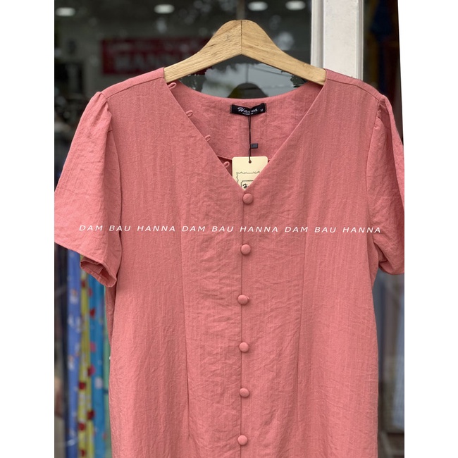 [SIZE 40-80KG] Đầm bầu công sở HANNA FOM A vải đũi cotton cao cấp mềm mát mùa hè thấm mồ hôi dễ thương lên dáng gọn gàng