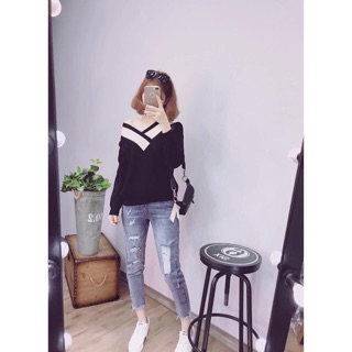 áo len cổ tim hàng qcl1 chất đẹp