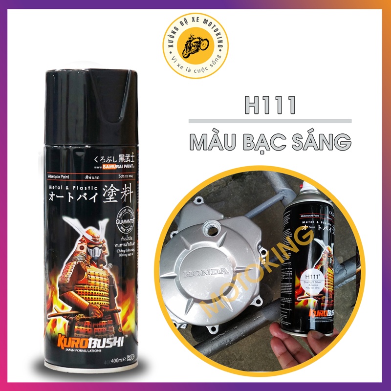 Sơn xịt Samurai màu Bạc - H111 (400 ml)