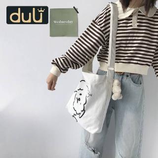 Túi vải canvas sức chứa lớn họa tiết hoạt hình Teddy phong cách Nhật Bản