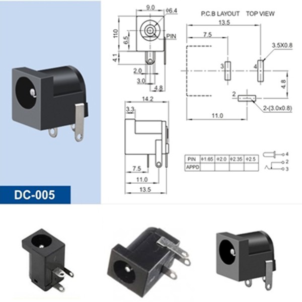 Đầu cắm nguồn DC CÁI 5.5*2.1mm ( Jack nguồn DC-005 - chân hàn )