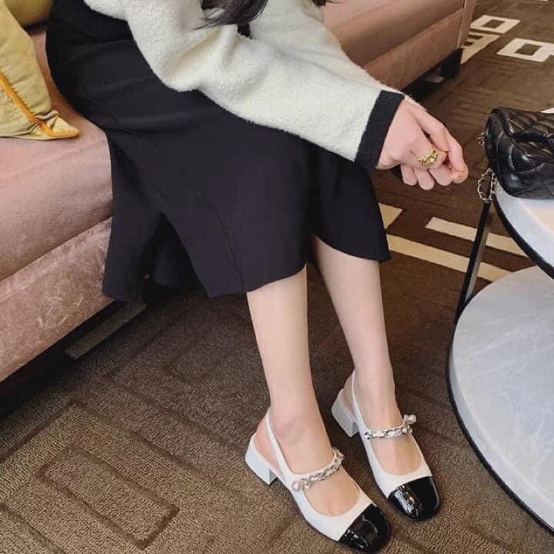 GIÀY BÚP BÊ XÍCH ĐÍNH NGỌC (gót cao 3cm)